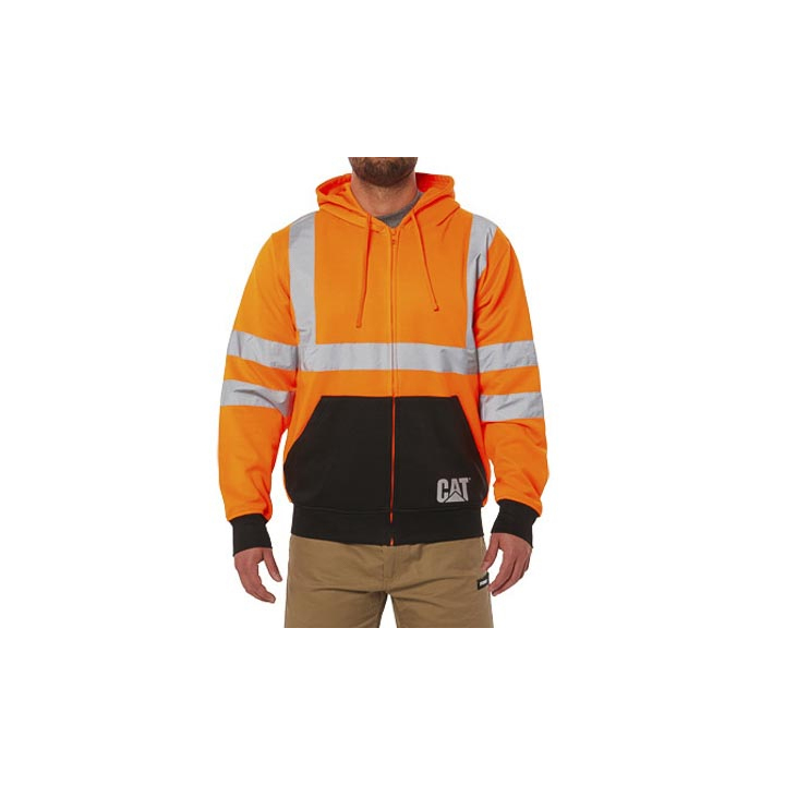 Caterpillar Clothing Pakistan - Caterpillar Hi Vis Full Zip Mens Hoodies Orange (521649-TSX)